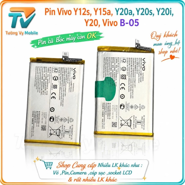 Pin Vivo Y12s, Y15a, Y20a, Y20s, Y20i, Y20, Vivo B-O5, cũ bóc máy còn ok