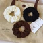 Dây buộc tóc scrunchies cột tóc Màu Kem Cỡ Lớn Thiết Kế Xếp Ly Đơn Giản Thời Trang