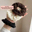 Dây buộc tóc scrunchies cột tóc Màu Kem Cỡ Lớn Thiết Kế Xếp Ly Đơn Giản Thời Trang