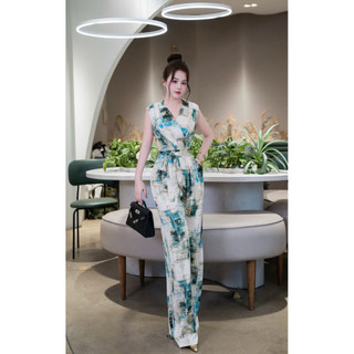Jumpsuit chất liệu lụa hoạ tiết liền thân sang chảnh dành cho nữ