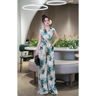 Jumpsuit chất liệu lụa hoạ tiết liền thân sang chảnh dành cho nữ