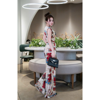 Jumpsuit chất liệu lụa hoạ tiết liền thân sang chảnh dành cho nữ