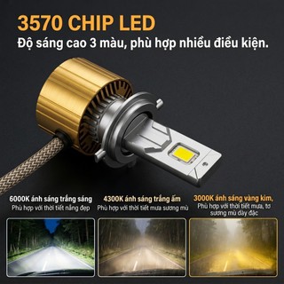 1 cặp bóng đèn LED 3 màu VF3, cổng H7, tích hợp đèn cos/pha.