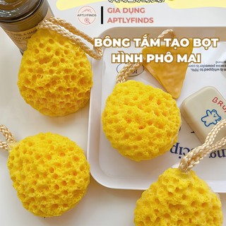Bông Tắm Tạo Bọt Hình Phô Mai APTLYFINDS Siêu Mềm Mại Đàn Hồi, Dễ Thương