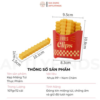 Bộ 12 Kẹp Miệng Túi Hình Khoai Tây APTLYFINDS Kẹp Miệng Túi Bánh Snack, Có Nam Châm Hít Tủ Lạnh