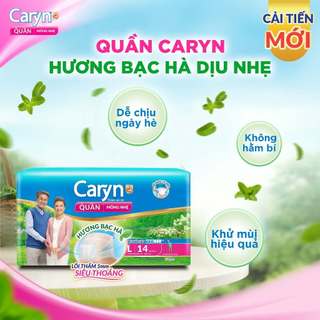 (Tặng Khăn ướt) Tã quần người Lớn Caryn mỏng nhẹ M32/L28/XL 24 - Hương bạc hà-thấm hút,khô thoáng
