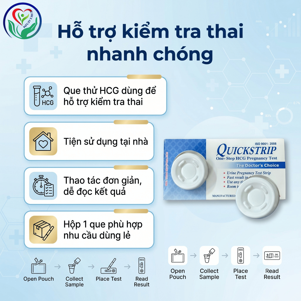 Que thử thai Quickstrip HCG phát hiện thai sớm, thử thai nhanh tại nhà – Hộp 1 que