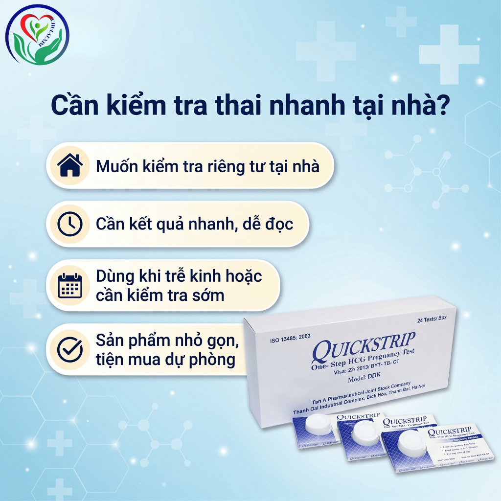Que thử thai Quickstrip HCG phát hiện thai sớm, thử thai nhanh tại nhà – Hộp 1 que