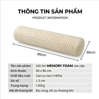 Ruột gối ôm Memory foam massage thế hệ mới M2T BEDDING Kích thước 30x90cm - êm ái, đàn hồi
