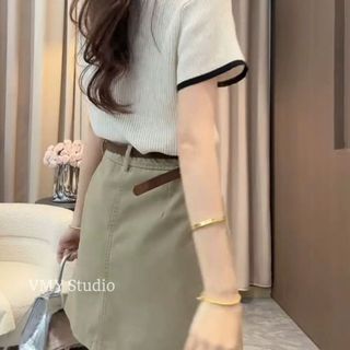 VMY Studio - Áo polo len tăm mỏng thể thao Pickleball sang trọng Hàn Quốc năng động trẻ trung, áo nữ tay ngắn năng động