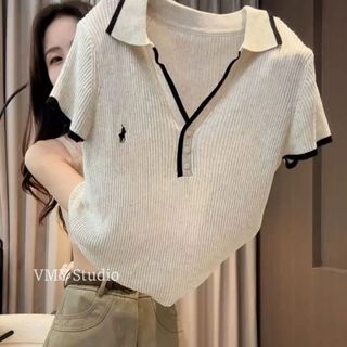 VMY Studio - Áo polo len tăm mỏng thể thao Pickleball sang trọng Hàn Quốc năng động trẻ trung, áo nữ tay ngắn năng động
