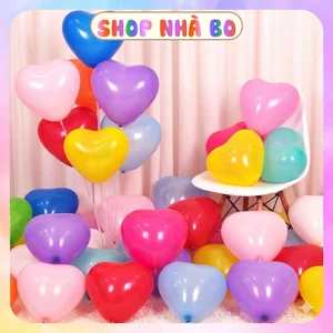 Combo Bong Bóng Cao Su Trái Tim 10 Inchs Nhà Bo Đủ Màu Sắc, Bóng Trang Trí Sinh Nhật Happy Birthday