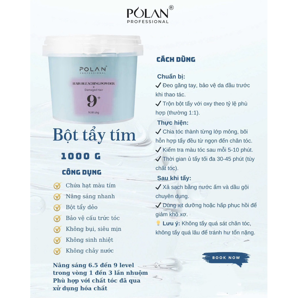 Bột Tẩy Tóc Polan Cam/ Hồng Quách Tĩnh 1000ml Đổi Màu Tóc Nhuộm Cao Cấp