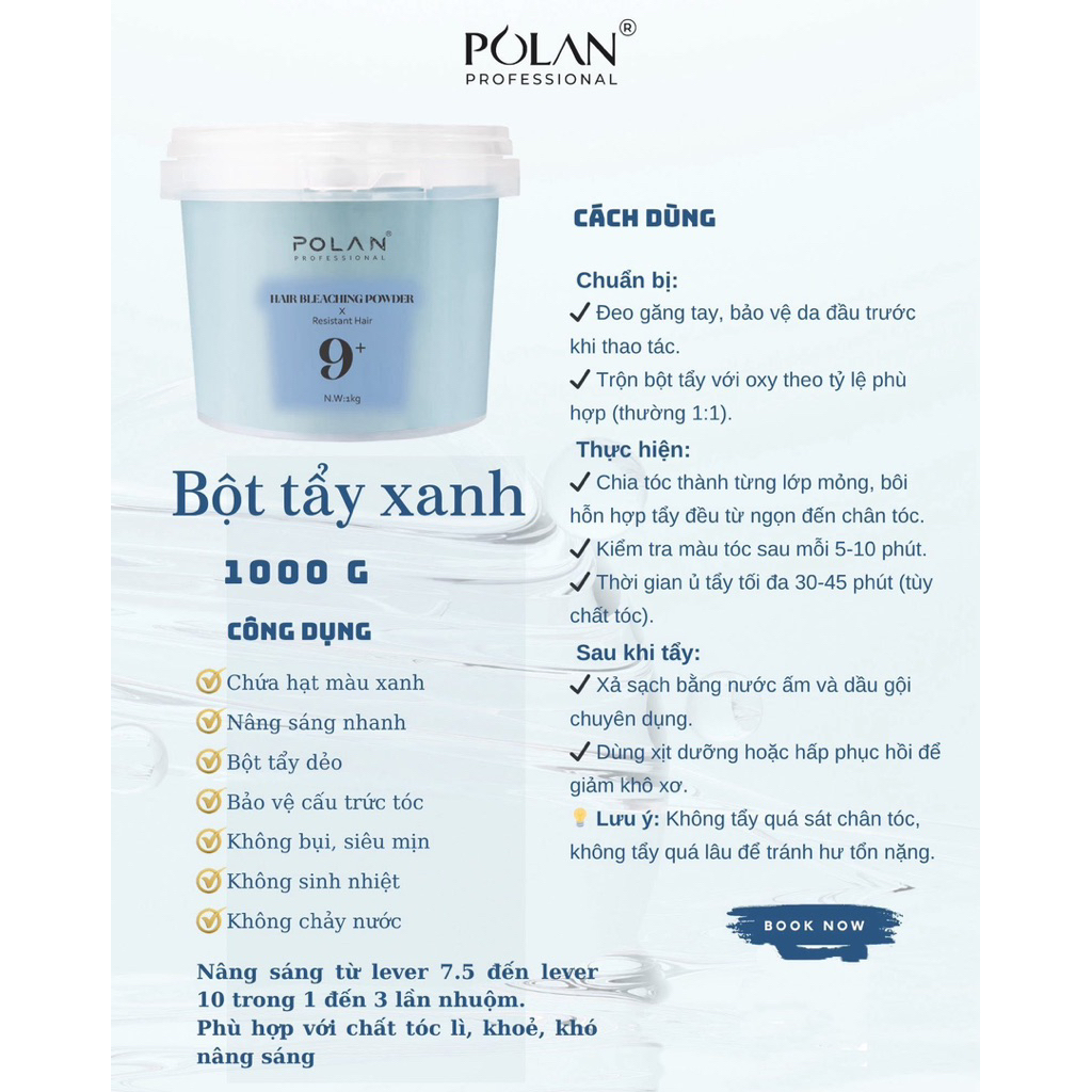 Bột Tẩy Tóc Polan Cam/ Hồng Quách Tĩnh 1000ml Đổi Màu Tóc Nhuộm Cao Cấp
