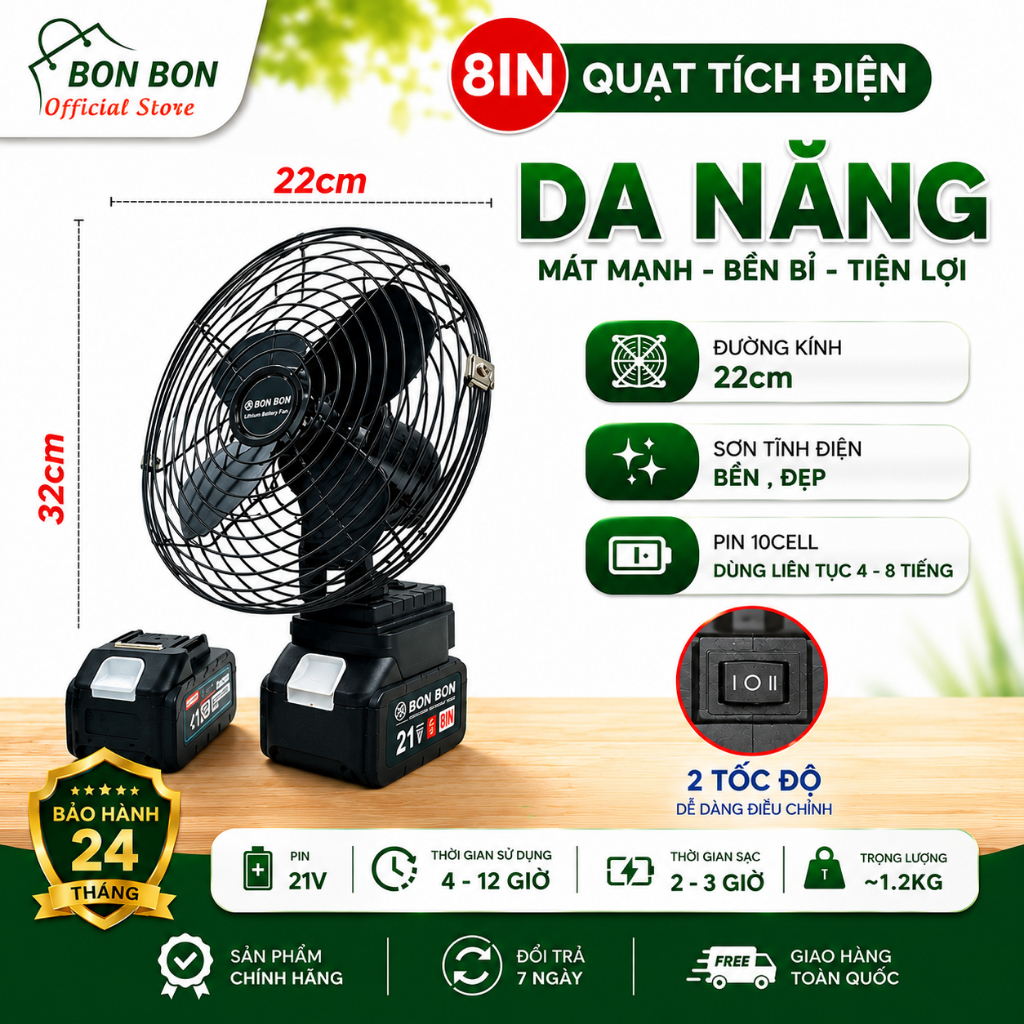 Quạt Tích Điện Makita Pin 10-20-30 Cel Động Cơ Lõi Đồng, Quạt Chạy Pin Để Bàn 2 Cấp Độ Gió Siêu Mát.