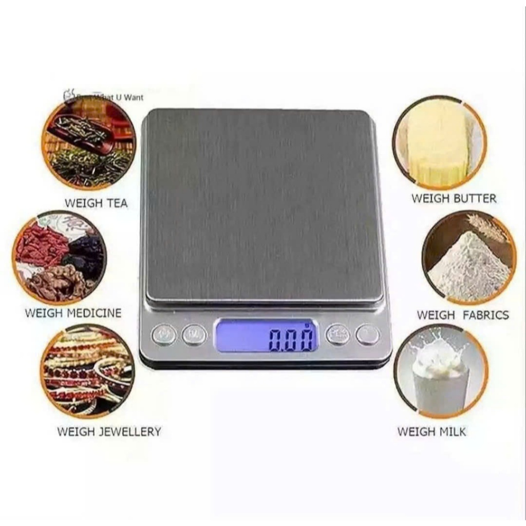 Cân Tiểu Ly Điện Tử I2000 1000G Độ Chia 0.01G Màn Hình Lcd Tiện Dụng