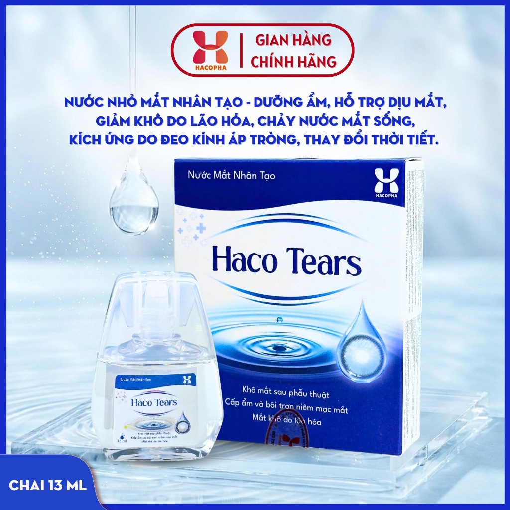 Nước Mắt Nhân Tạo HACO TEARS - chai 13ml - nhỏ mắt , dưỡng ẩm mắt khô lão hóa, cấp ẩm & bôi trơn niêm mạc