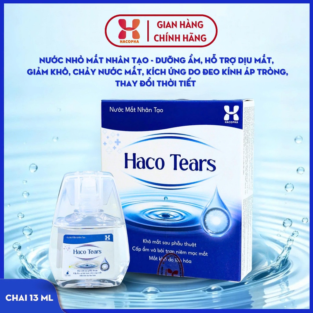 Nước Mắt Nhân Tạo HACO TEARS - chai 13ml - nhỏ mắt , dưỡng ẩm mắt khô lão hóa, cấp ẩm & bôi trơn niêm mạc