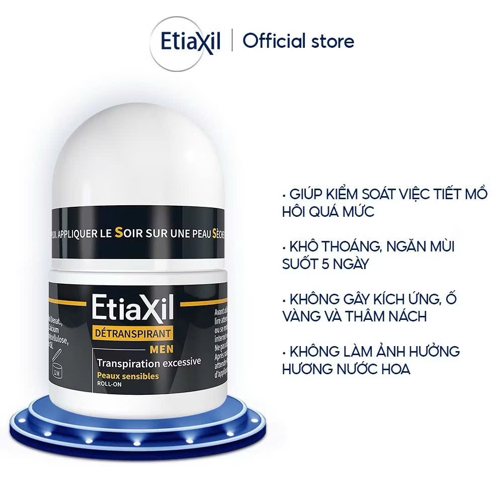 (Chính hãng) Lăn Khử Mùi Mồ Hôi Dành Cho Nam Giới Etiaxil Men 15ml, Ngăn Tiết Mồ Hôi Khử Mùi Cơ Thể Hiệu Quả