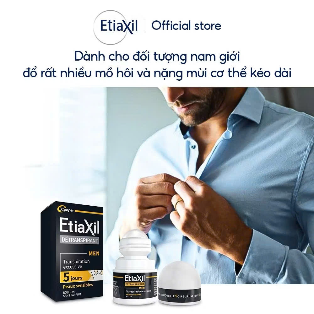(Chính hãng) Lăn Khử Mùi Mồ Hôi Dành Cho Nam Giới Etiaxil Men 15ml, Ngăn Tiết Mồ Hôi Khử Mùi Cơ Thể Hiệu Quả