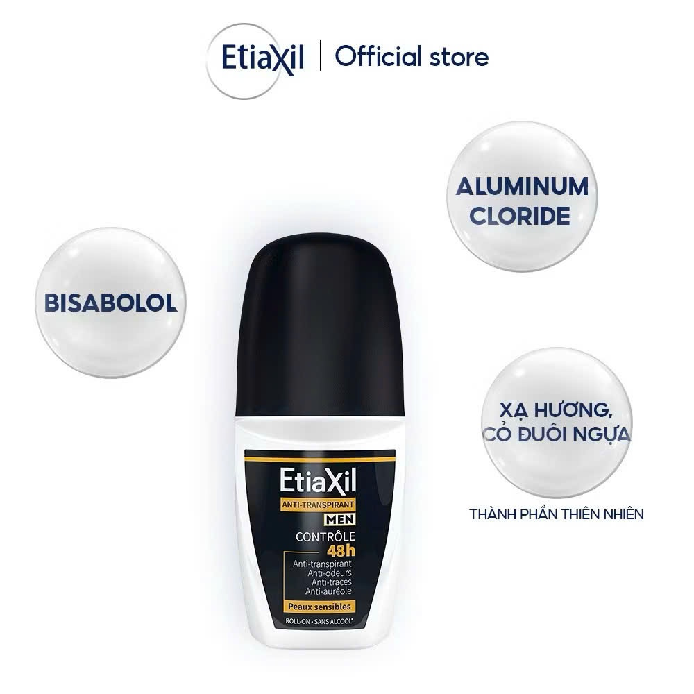 (Chính hãng) Lăn Khử Mùi Etiaxil Men 50ml, Ngăn Tiết Mồ Hôi Đến 48h, Khử Mùi Cơ Thể Hiệu Quả Từ Lần Đầu Sử Dụng