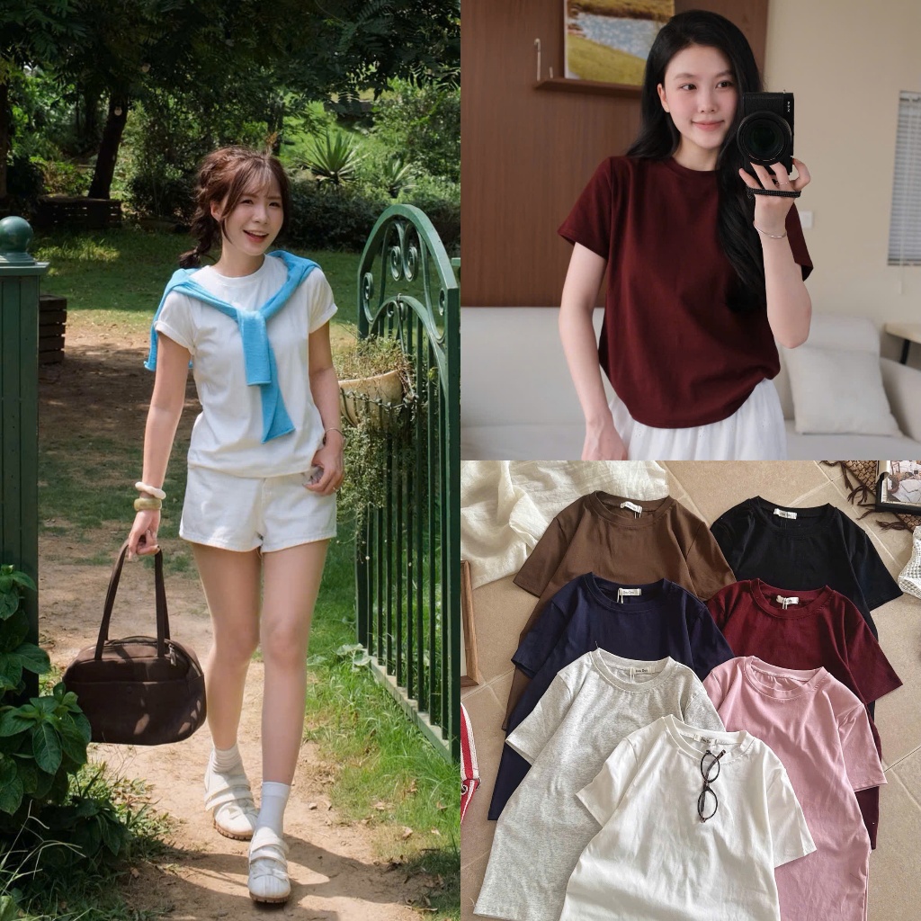 Áo phông trơn cộc tay basic tag Dou Dou 930 Nữ the.sweaterweather TSW