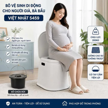 Bô Vệ Sinh Di Động Việt Nhật 5459 - Cho Người Già, Người Bệnh, Bà Bầu, Bô Trẻ Em Nhựa PP Bền Đẹp