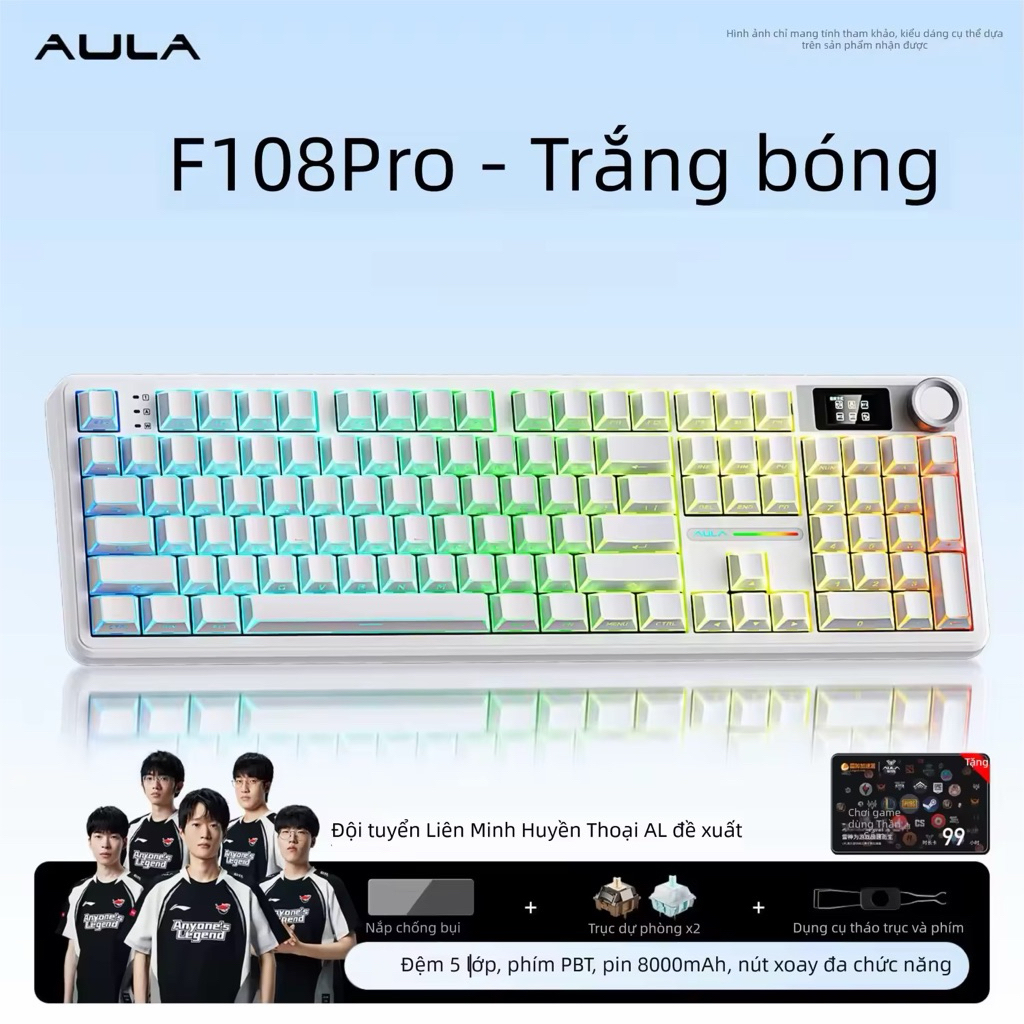 [Hoả tốc] Bàn Phím Cơ AULA F108 Pro Fullsize 108 Phím | Bluetooth 3 Mode | RGB | Hot Swap | Pin Trâu | Gaming Văn Phòng | BigBuy360 - bigbuy360.vn