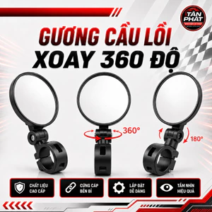 Gương Cầu Lồi Xoay 360 Độ Cho Xe Máy Xe Đạp, Nhựa ABS, Chống Mưa, Dễ Lắp Ráp
