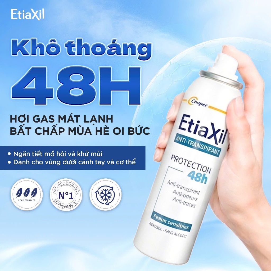 Etiaxil Xịt Khử Mùi Toàn Thân 100ml/150ml: Bảo Vệ Kép, Ngăn Tiết Mồ Hôi & Khử Mùi Hiệu Quả