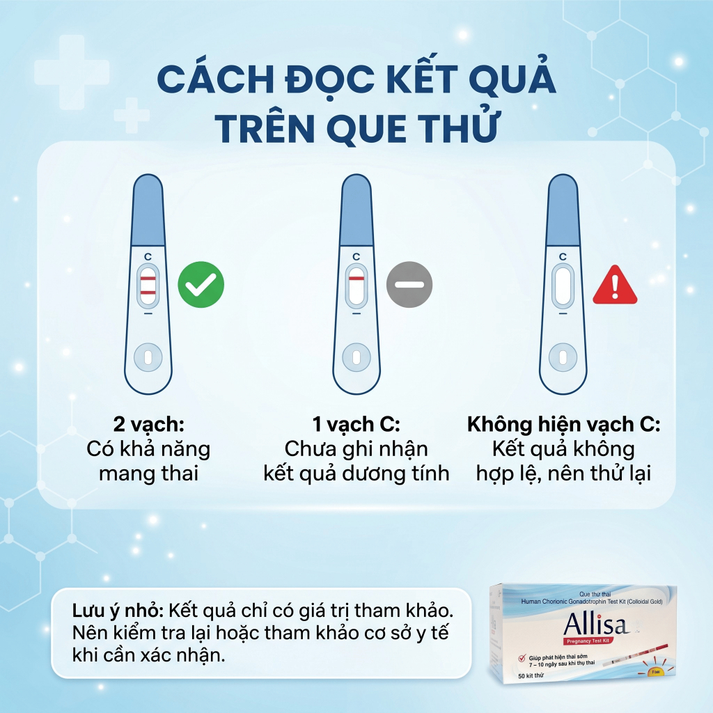 Que thử thai Allisa HCG phát hiện thai sớm, thử thai nhanh tại nhà – Hộp 1 que