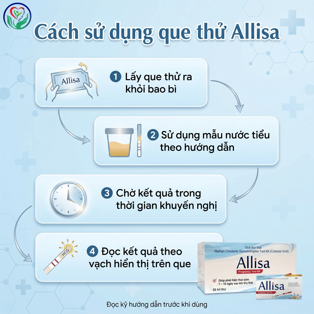 Que thử thai Allisa HCG phát hiện thai sớm, thử thai nhanh tại nhà – Hộp 1 que