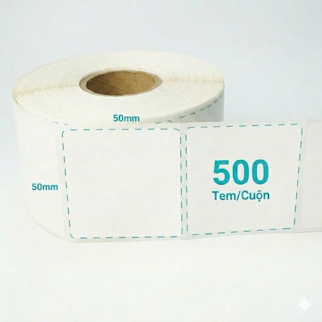 [THÙNG 100 CUỘN] Giấy in đơn giao hàng 50x50 decal nhiệt 5x5 cm decal dán tem mã vạch 50*50 giấy in nhiệt 5*5 giấy nhiệt