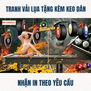 Tranh trang trí quán bi-a, quán billiards, club bida tranh 3D dán tường in trên chất liệu vải lụa(shop tặng kèm keo dán)