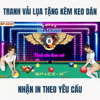 Tranh trang trí quán bi-a, quán billiards, club bida tranh 3D dán tường in trên chất liệu vải lụa(shop tặng kèm keo dán)