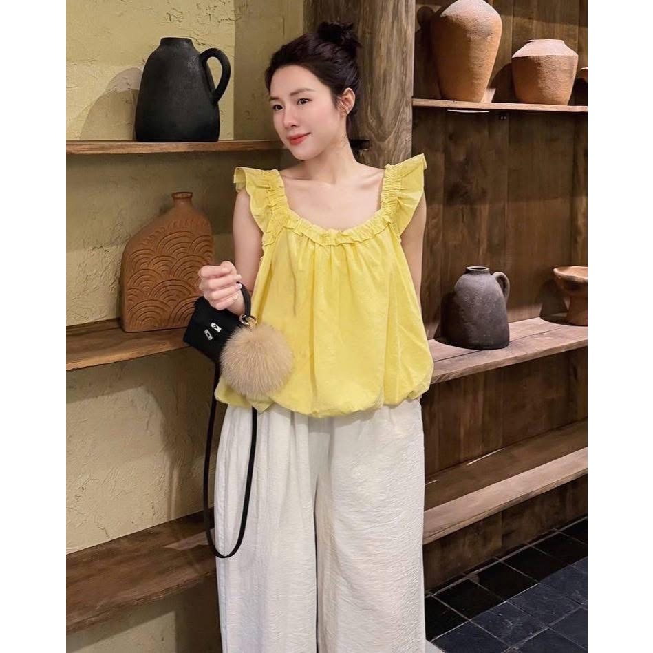 Áo Sát Nách Kiểu Nữ Cổ Chun Bo Gấu Có Lớp Lót Thô Hàn Cao Cấp Thanhhuyenclothing (B527)