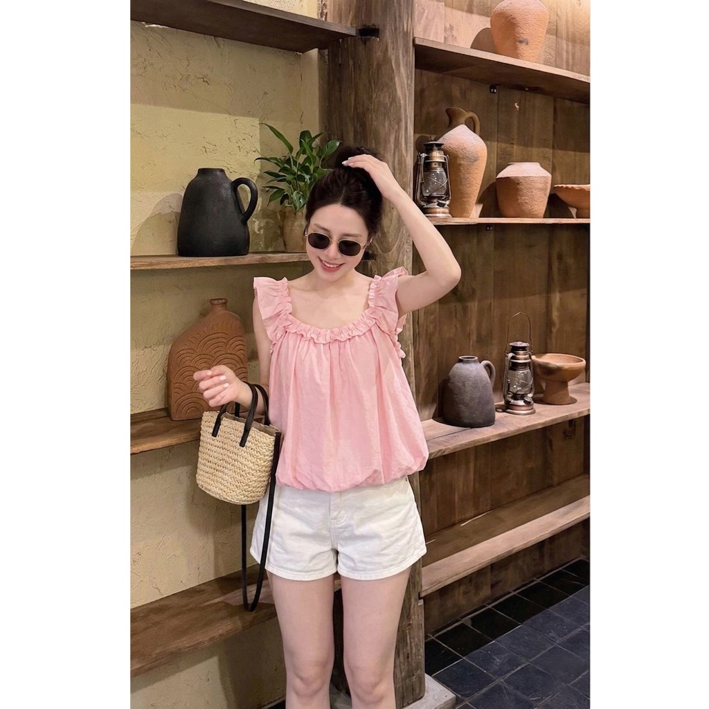 Áo Sát Nách Kiểu Nữ Cổ Chun Bo Gấu Có Lớp Lót Thô Hàn Cao Cấp Thanhhuyenclothing (B527)