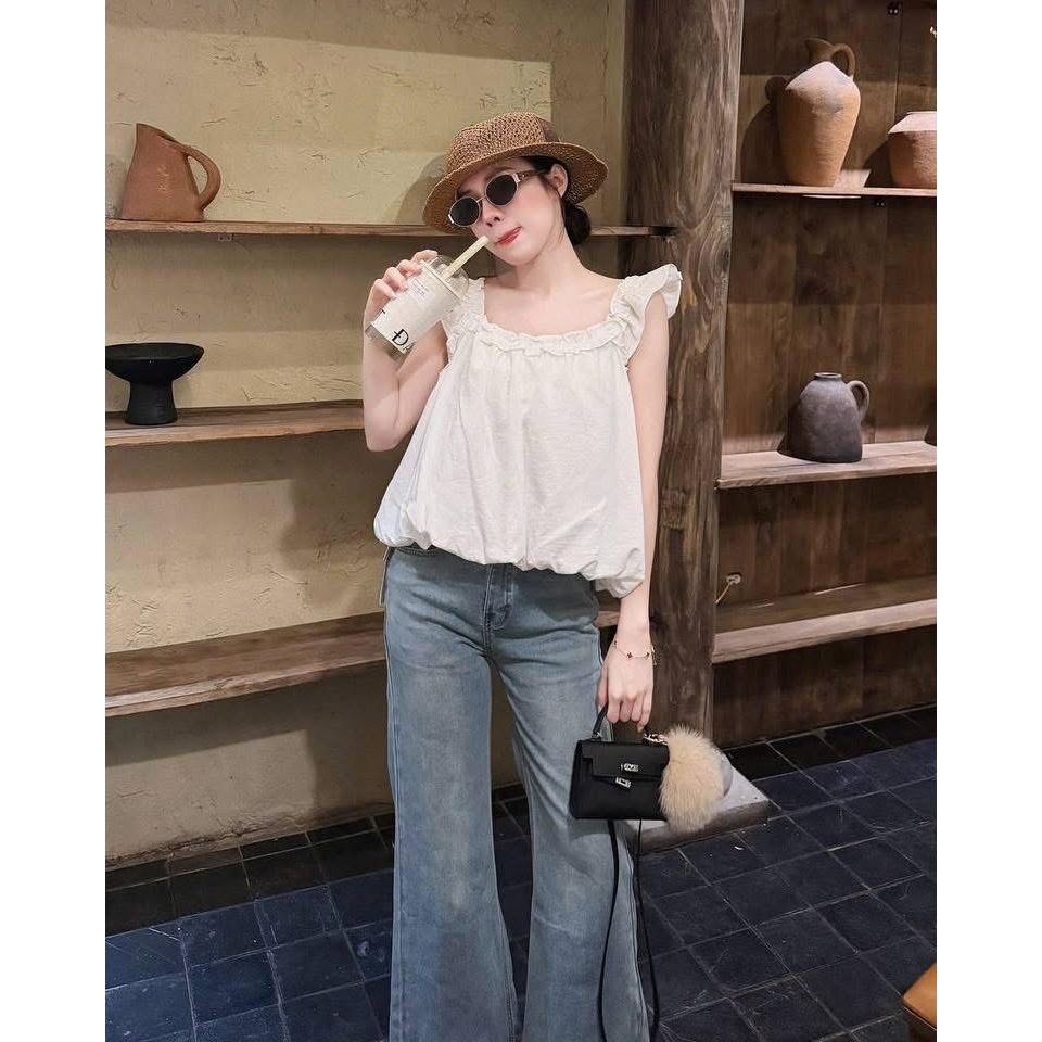 Áo Sát Nách Kiểu Nữ Cổ Chun Bo Gấu Có Lớp Lót Thô Hàn Cao Cấp Thanhhuyenclothing (B527)