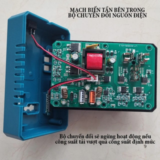 Đế Chuyển Đổi Nguồn Điện Chuyển Từ Pin 21v Lên 110 - 220v, Chân Pin Phổ Thông 4cm ,10-20-30cell ,Kèm 3 Cổng Sạc Nhanh