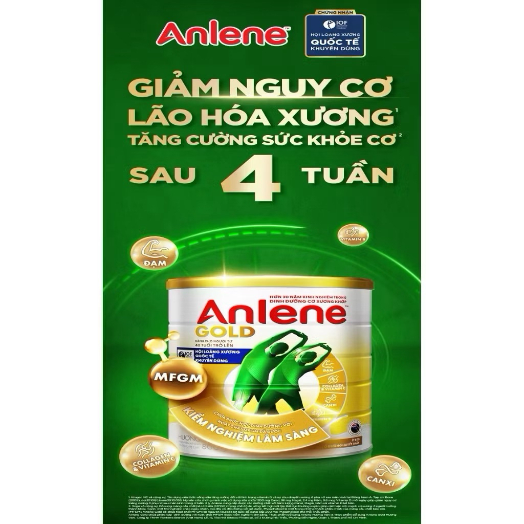 Sữa Bột Anlene Gold Hương Vani Lon 800g.