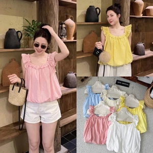 Áo Sát Nách Kiểu Nữ Cổ Chun Bo Gấu Có Lớp Lót Thô Hàn Cao Cấp Thanhhuyenclothing (B527)