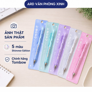 Bút chì bấm Tombow ngòi 0.5mm thân ánh nhũ shimmer kèm gôm xoay cao cấp