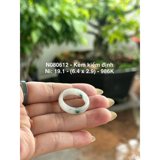 Ni 19 đến 19.5 Nhẫn bảng ngọc phỉ thuý Type A (Giao kèm kiểm định Trung) Bao hoàn hảo