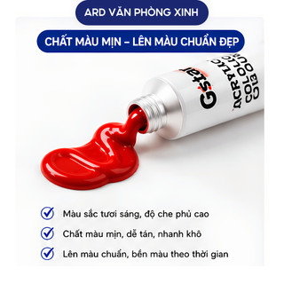 Bộ màu vẽ Acrylic G-Star 12 màu 12ML kèm cọ vẽ tuýp màu vẽ được trên nhiều chất liệu