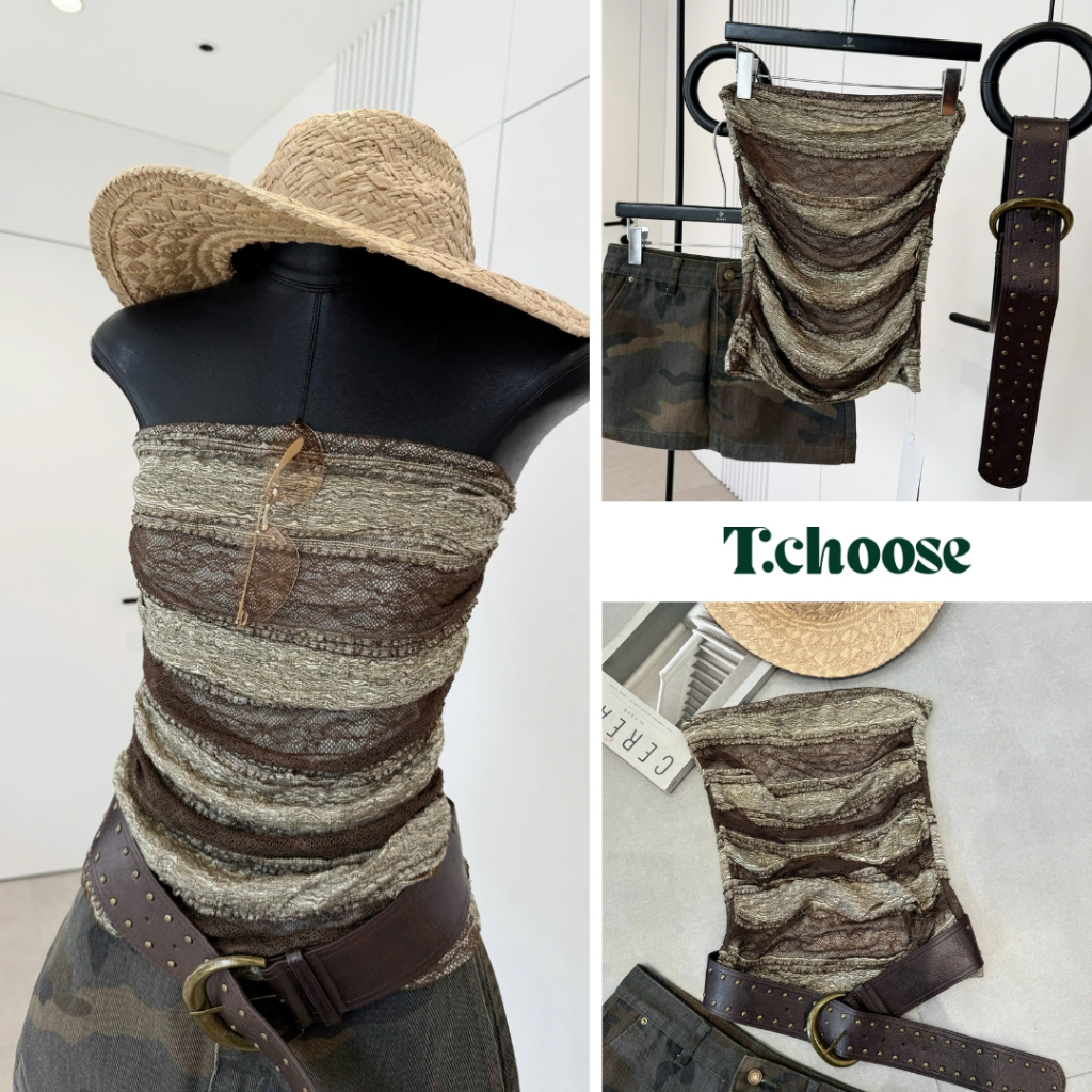 Áo quây kèm belt 28810 TCHOOSE