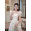 Đầm Dự Tiệc Dáng Dài Gia Anh Cổ Vuông Tay Bồng - Váy Tiểu Thư Thiết Kế Ren Thêu Phủ Lưới Tơ Đính Hoa Nổi Đi Tiệc