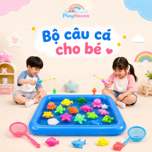 Bộ Câu Cá Cho Bé Phao Tròn & Phao Chữ Nhật - Đồ Chơi Câu Cá Nam Châm Cho Bé Vui Chơi Tại Nhà