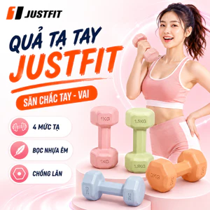 Tạ tay JUSTFIT 1KG 1.5KG 2KG 3KG bọc nhựa cao cấp, tập gym yoga tại nhà chống trơn chống lăn
