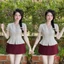 Set Bộ Nữ Áo Xô Hoa Nổi Cổ V Chiết Eo Dáng Peplum Mix Chân Váy Chấm Bi Mango Có Lót Trong Cá Tính