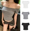 Áo Thun Nữ Trễ Vai Ôm Body Họa Tiết Ngôi Sao Tay Ngắn Dáng Croptop Cá Tính